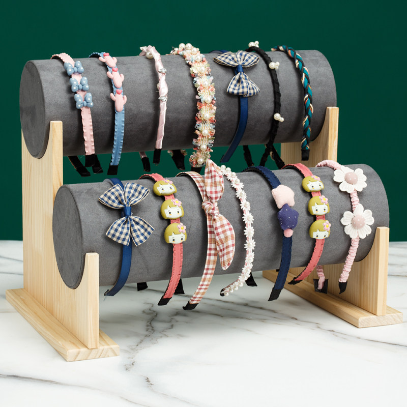 发箍架子展示架h发箍收纳展示架压发发箍架陈列道具架子实木头箍