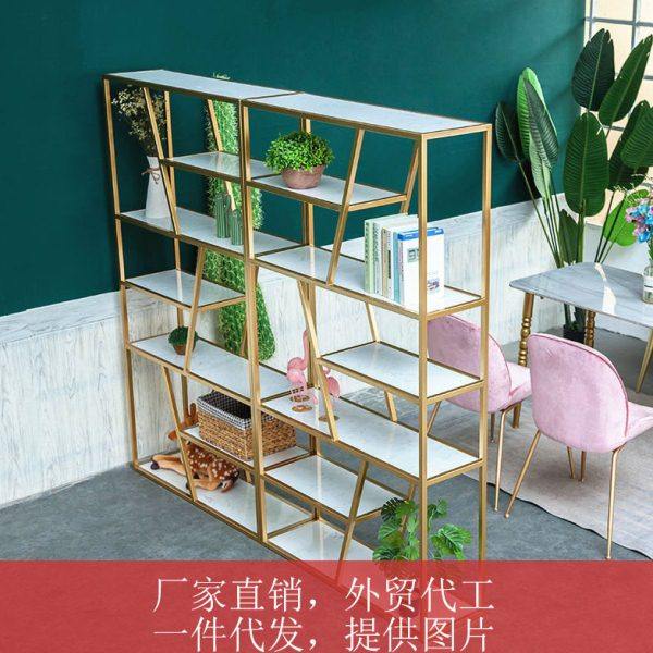 北欧落地轻奢书架金色铁艺欧式置物架简约客厅大理石展示架陈列架,收纳整理,书桌收纳置物架,淘宝优惠券,粉丝福利购,淘宝优惠卷