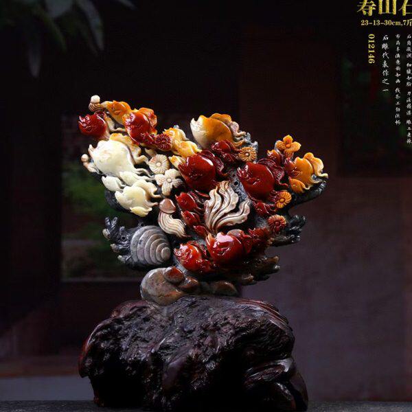 福建寿山石海底世界摆件俏色创意办公桌家居装饰摆设原石工艺品