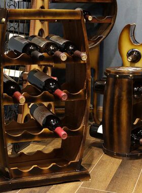 15瓶装欧式木桶红酒柜创意收纳红酒架摆件酒吧酒庄餐厅落地装饰品