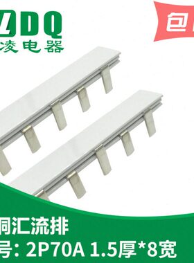 2P 70A汇流排 紫铜1.5厚*8mm宽 DZ47汇流排 2P汇流排