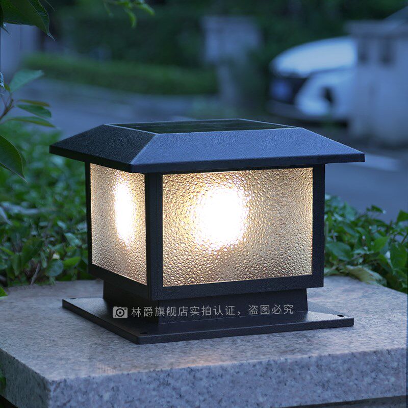 林爵太阳能柱头h灯家用户外庭院防水围墙灯别墅花园大门柱子灯接