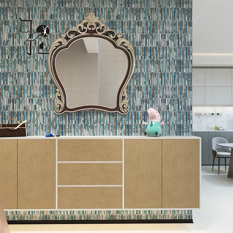 陶瓷马赛a克瓷砖水晶玻璃厨房阳台酒店吧台卫生间长条筷子砖背景