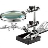 带烙铁架 2X焊接放大镜辅助夹座 带放大镜 1090T 德利优TU