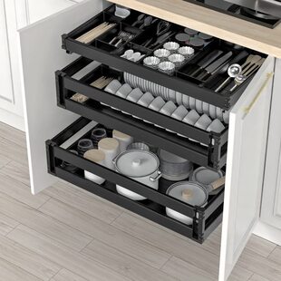 300浅拉篮350浅柜碗碟篮400深拉蓝800橱柜拉拦750锅篮900厨房收纳