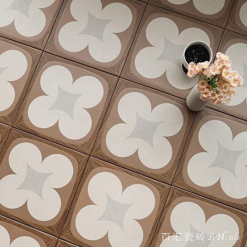 法式复古仿木纹拼花砖卫生间地砖玄E关餐厅厨房咖啡厅阳台客厅瓷