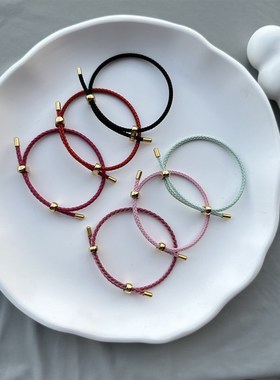 可调节手链伸缩手j绳钢丝绳皮绳可穿转运珠3D硬金防水情侣2.5mm