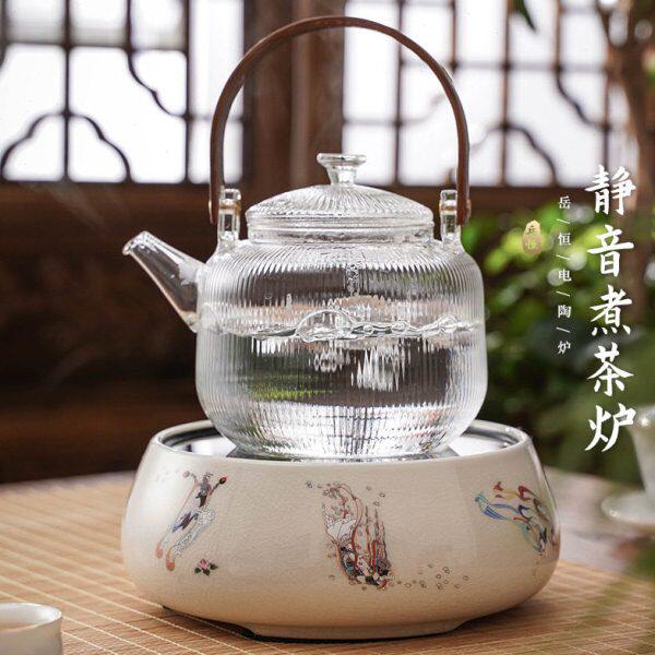 岳恒电陶炉家用玻璃烧水煮茶炉静音台式防水蒸茶炉中式触摸煮茶器