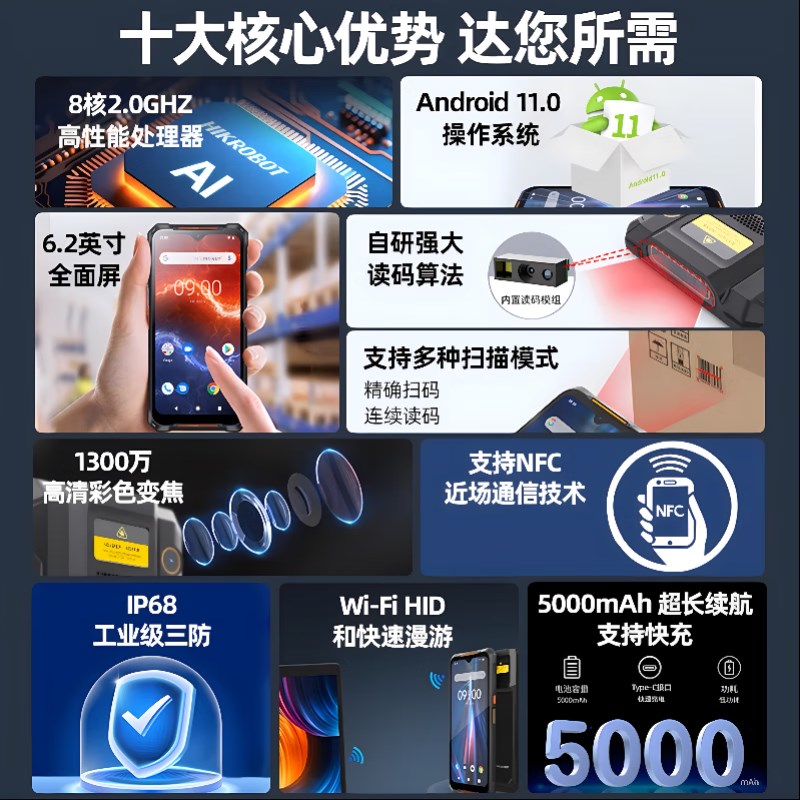 海康威视手持PDA终端智能读码器 MV-IDP5004-332 /I3204/64G/3104