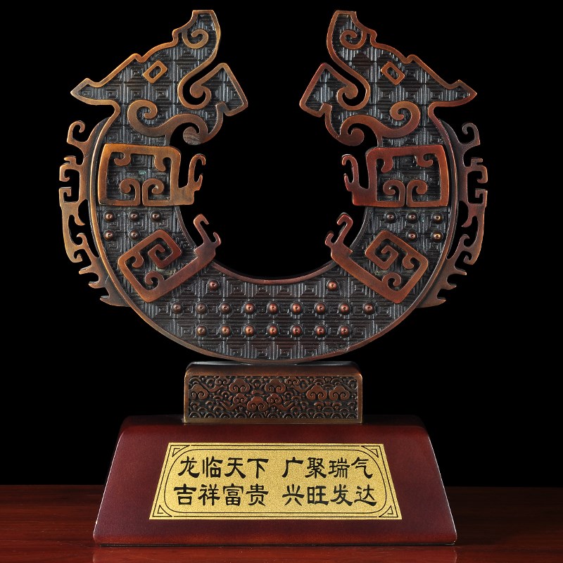 全铜双龙聚福龙摆件家居客厅酒柜装饰工艺品公P司商务庆典开业礼