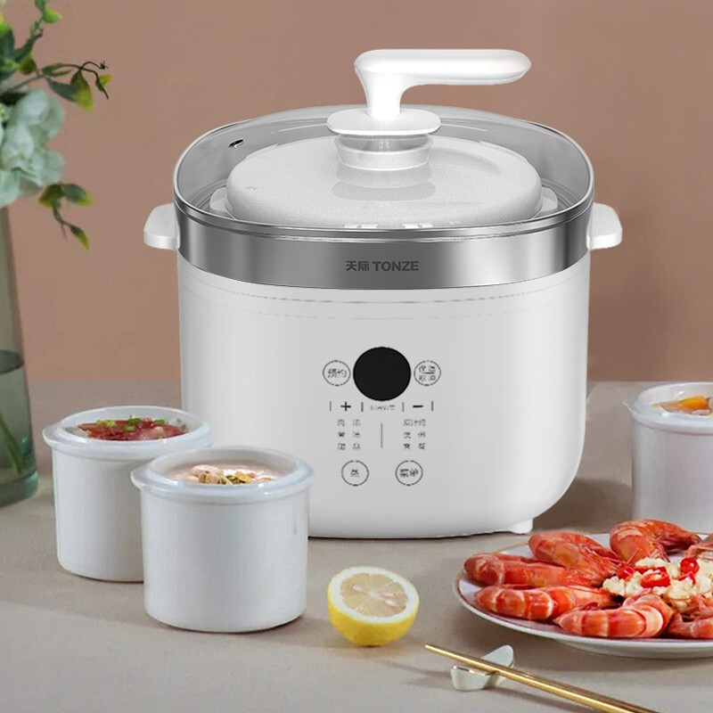 天际电炖炖锅陶瓷4Lo蒸汽炖隔水炖燕窝炖盅大容量家用煲汤煮粥神