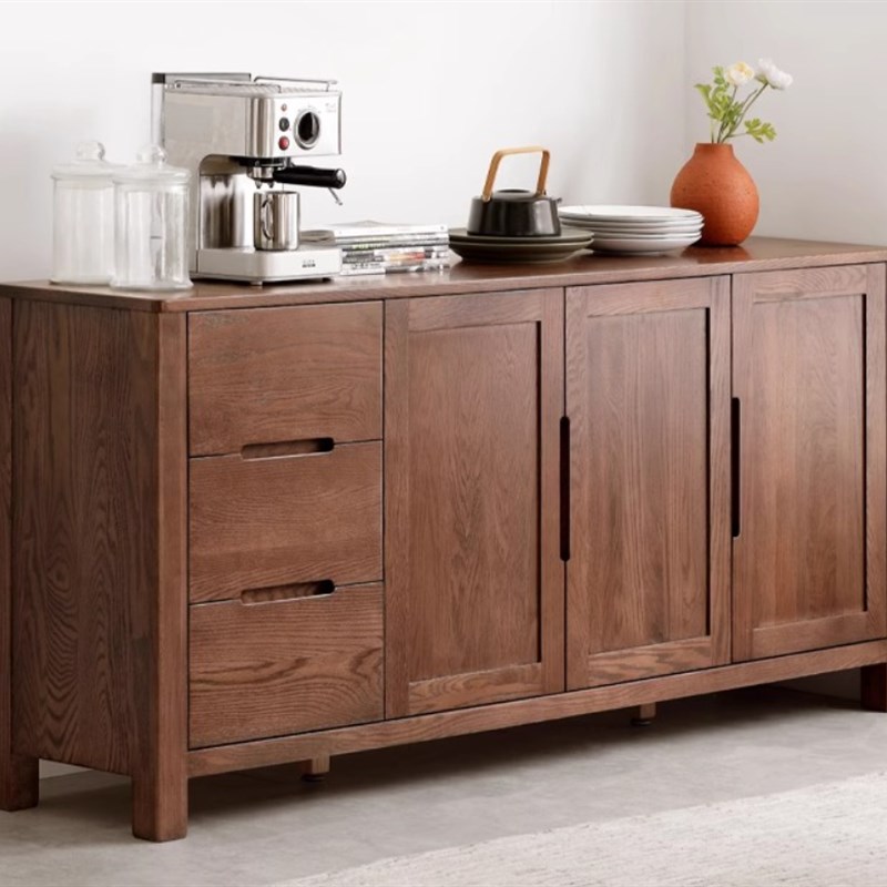 全实木餐柜纯红橡木m餐边橱碗1.8米长度1.5北欧风玻璃抽屉柜