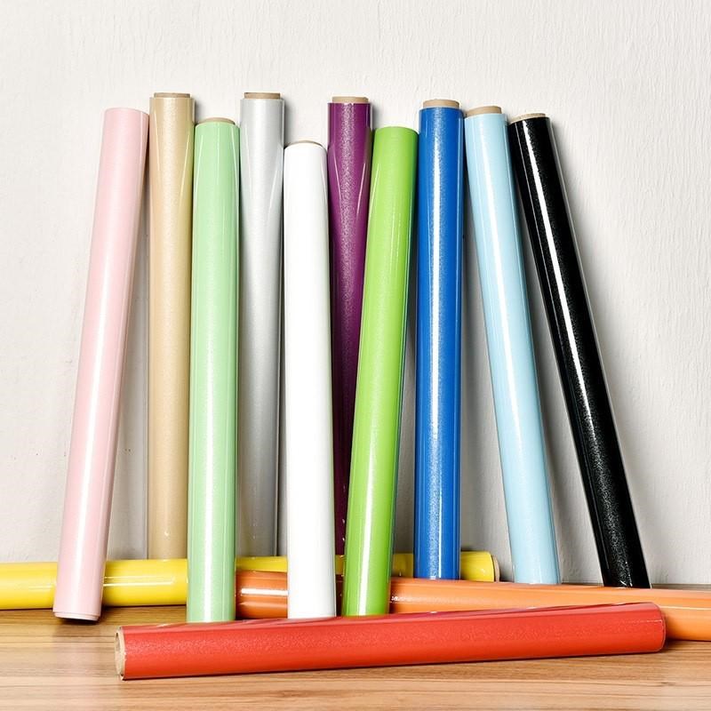 墙纸自粘平面光面纯色防水防油厨房贴纸衣橱柜U门翻新自贴壁纸