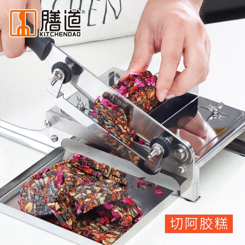 阿胶糕切片机家用不锈钢小型手工牛轧糖切块机切糖刀固元膏切刀