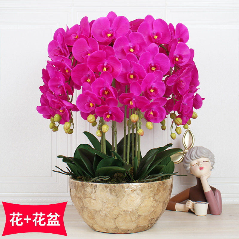 惠艺轩PU仿真花蝴蝶兰盆栽花盆套装桌面简约客厅玄关摆设花卉装饰