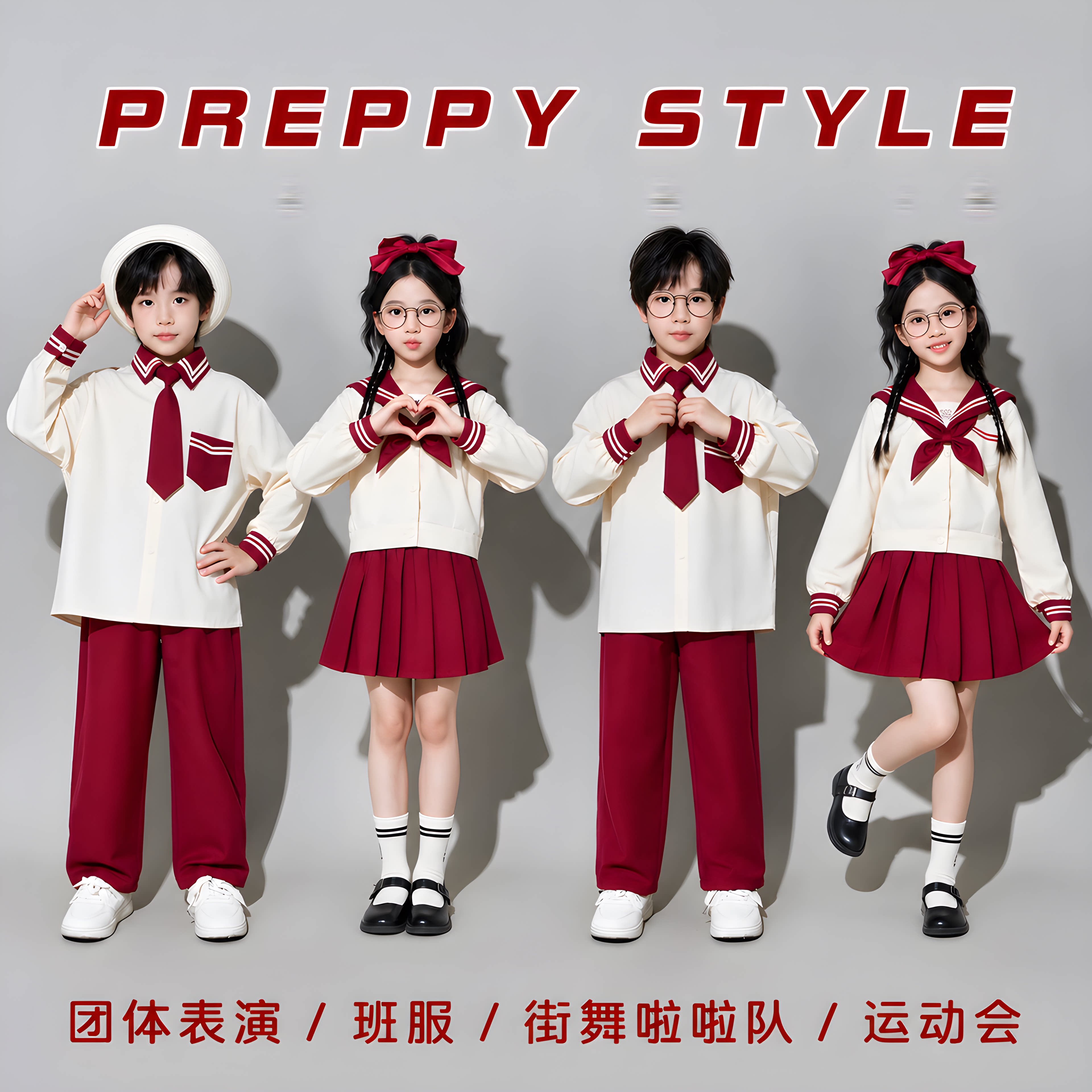 儿童啦啦队演出服团体表演服