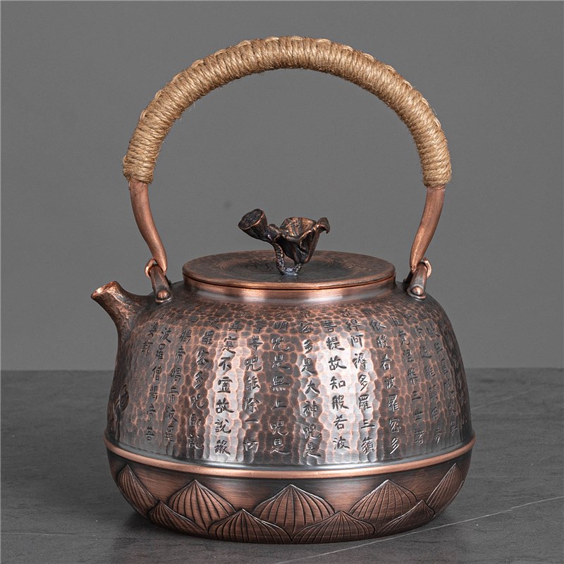 一体铜壶一张铜打手工锤纹铜壶紫铜壶纯铜壶烧水壶加厚铜壶煮秦之