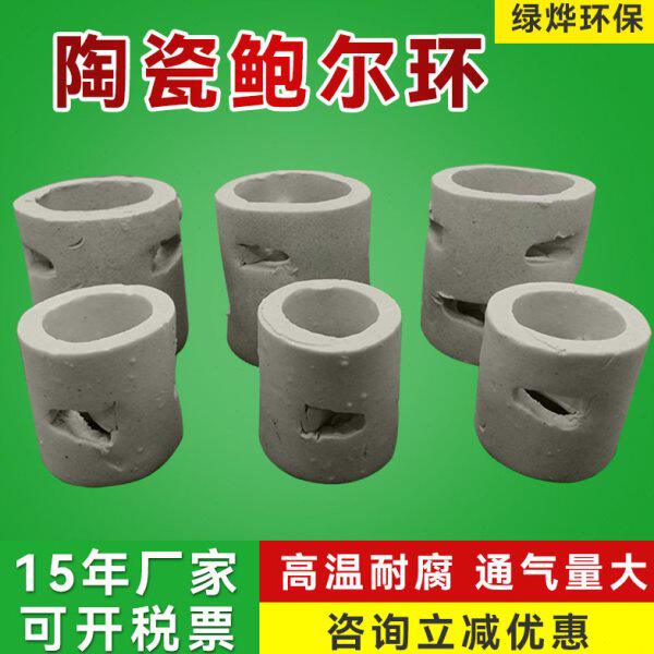 陶瓷鲍尔环填料25/38/50冷却反应脱硫喷淋塔填料耐腐陶瓷鲍尔环
