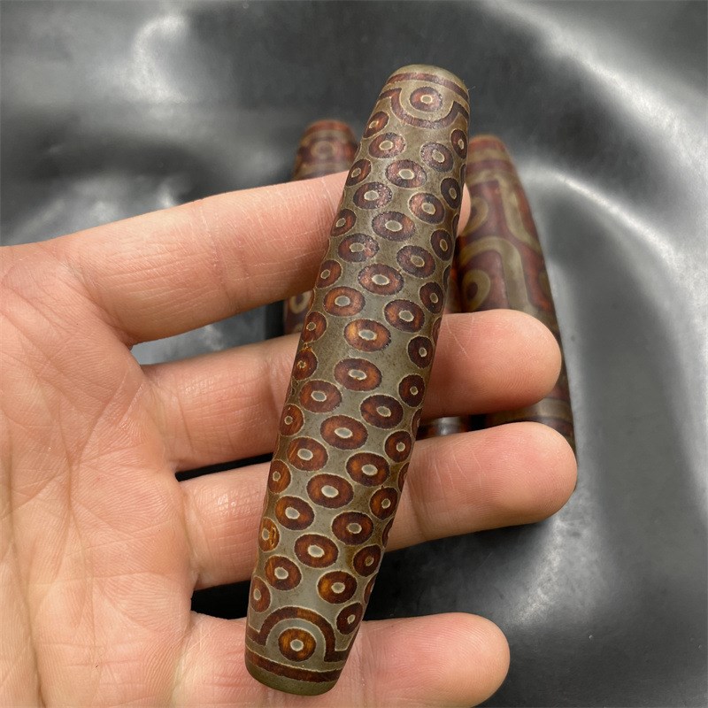 平价玉器 藏式复古做旧10公分大号天珠玛瑙勒子 108眼老玛瑙筒珠