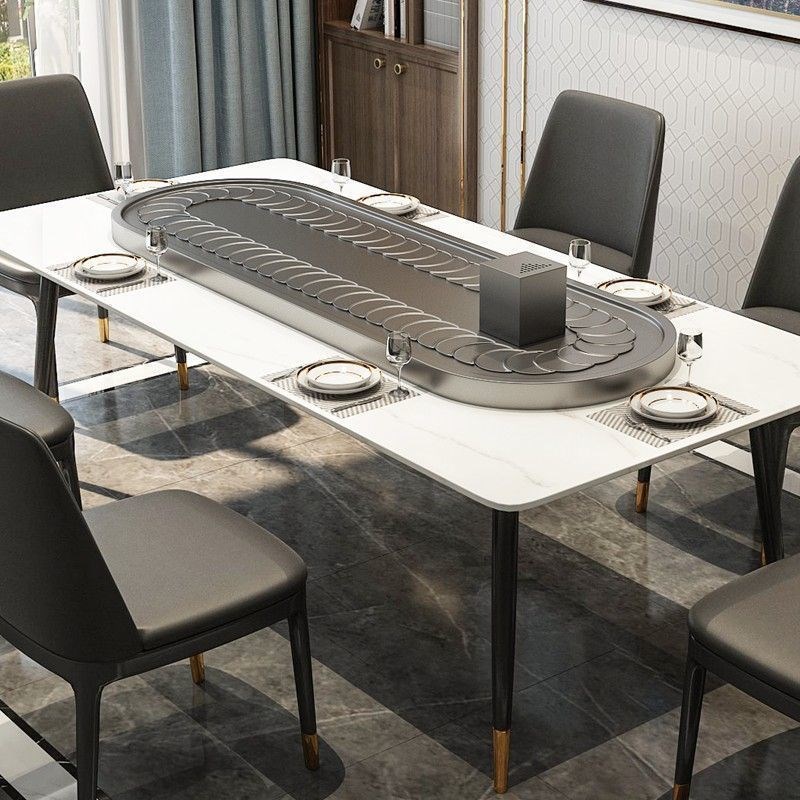 椭圆自动传菜转盘 电动餐桌传送带 长桌转盘长条桌机芯家用异形