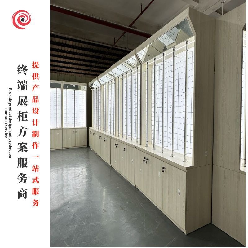 厂家定制眼镜展示货柜实木烤漆玻璃展柜台多层伸缩太阳眼镜展示架