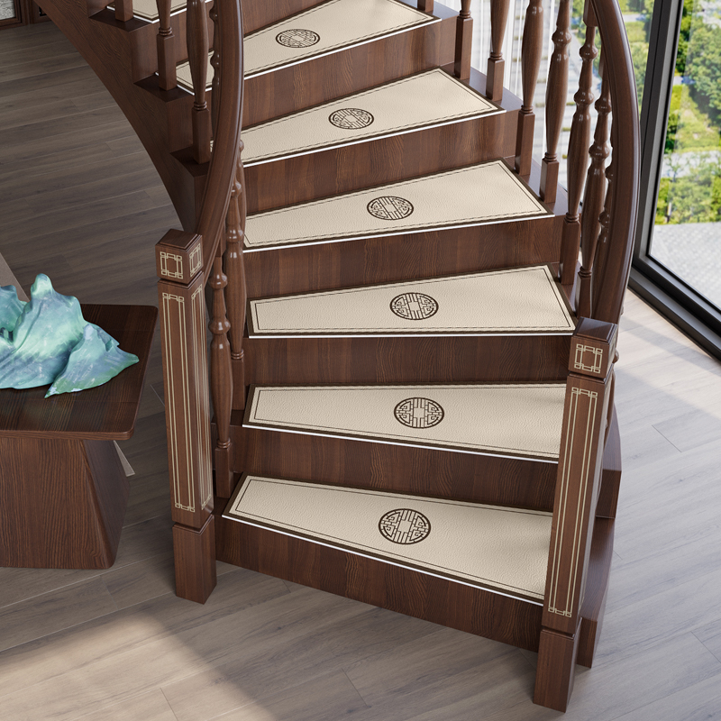 中式免洗硅藻泥楼梯垫防滑t别墅阁楼loft复式楼梯垫地毯台阶踏步