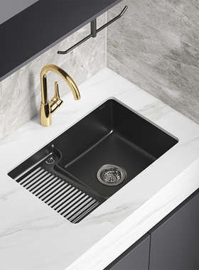 普耐尔定制阳台黑色陶瓷台下洗衣盆洗K手带搓板洗衣池洗衣槽