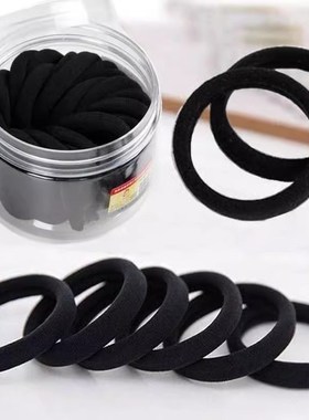 黑色发圈头绳橡皮筋女扎头高弹力B耐用网红加粗发绳简约绑头发皮