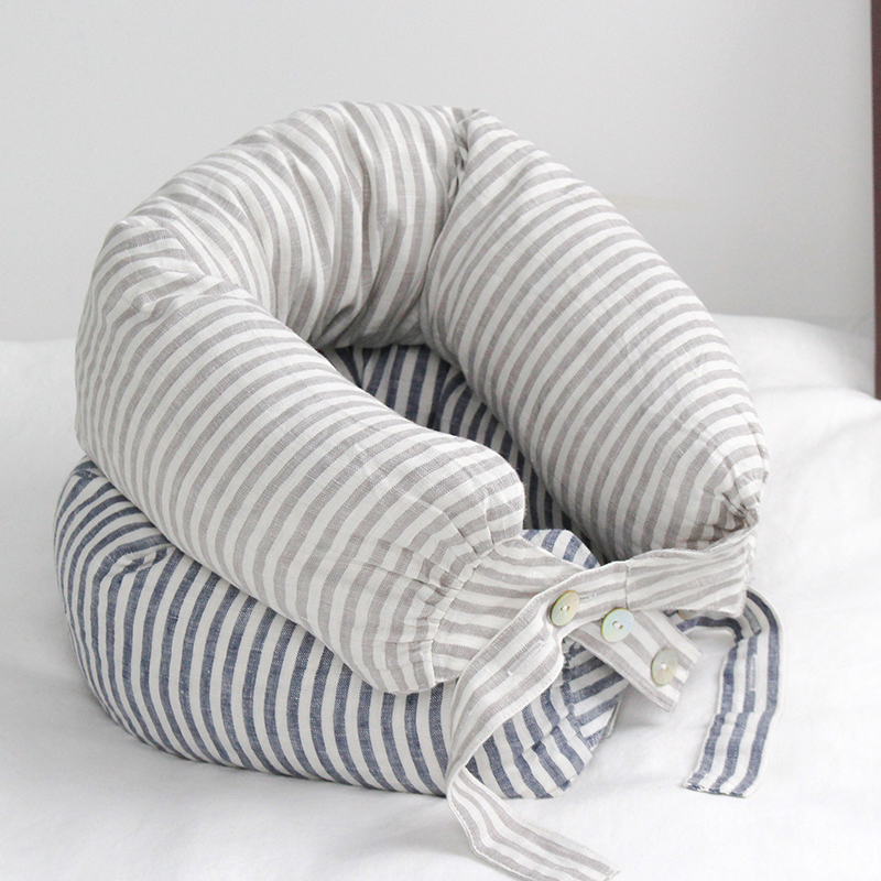 纯亚麻多功能护颈椎枕头 可拆洗填E充乳胶颗粒 出差旅行居家实用