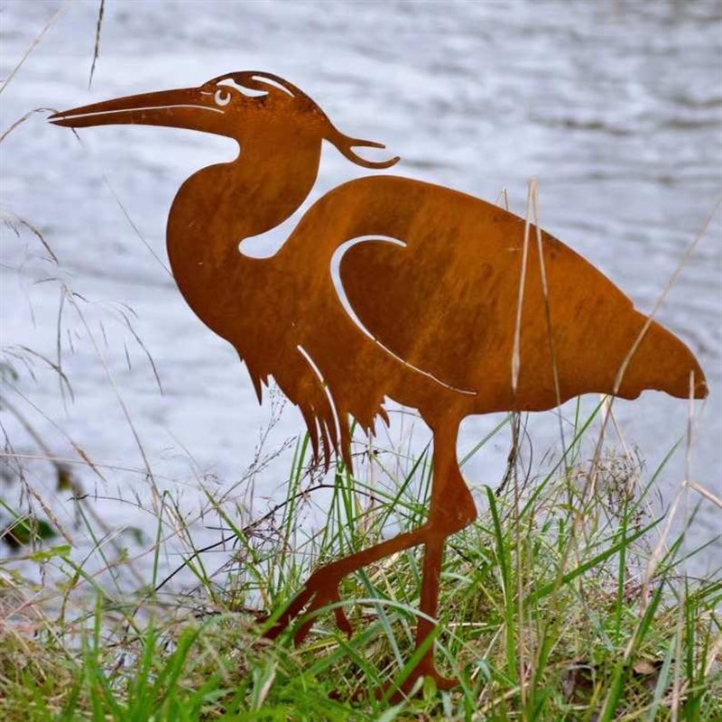 丹顶鹤园艺装饰花盆插件铁艺花园摆N件户外金属地插动物