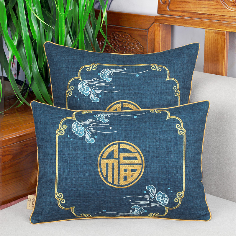 新中式刺绣抱枕中国风p沙发靠垫客厅床头大靠背垫靠枕套不含芯定