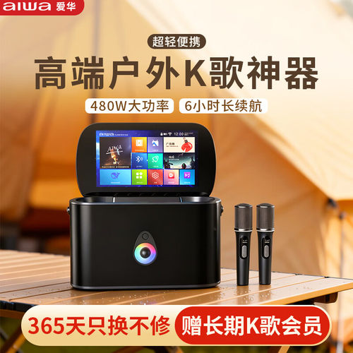 aiwa 爱华家庭ktv音响套装户外音响音箱广场舞视频k歌一体机双麦