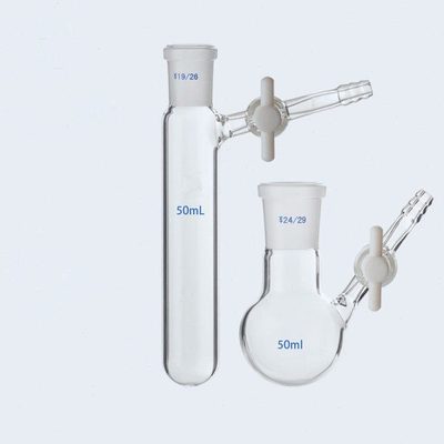 具支管磨口试管 反应管 19 24口具支管反应瓶玻璃活塞四氟节门