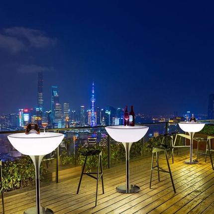 发光高脚桌圆形吧台桌清吧酒吧桌子户外阳台防水沙发小茶几组合