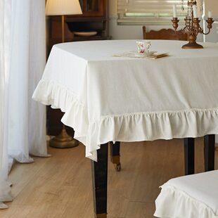 偏爱集三角钢琴罩防尘罩北欧棉麻高档荷叶边纯色琴凳套罩盖布全罩