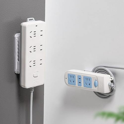 排插固定器墙面壁挂插线板收纳神器免打孔插座插头电线卡扣理线器