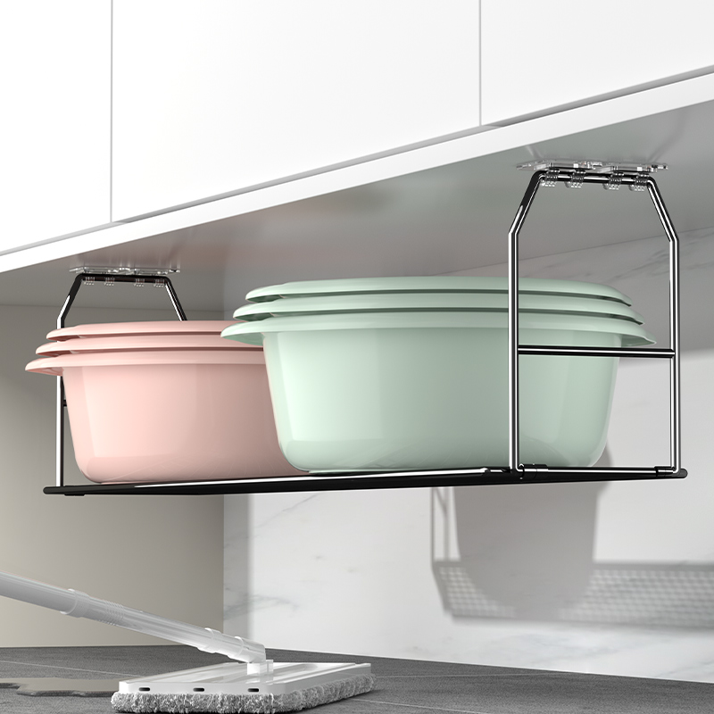 脸盆收纳架浴室柜下盆架卫生x间免打孔洗漱台壁挂式铁艺盆子置物