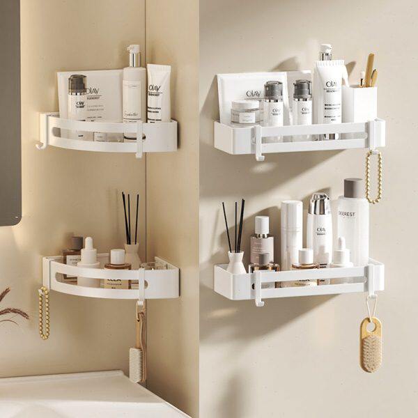 浴室置物架免打孔卫生间三角网篮淋浴房白色壁挂角蓝洗手间收纳架