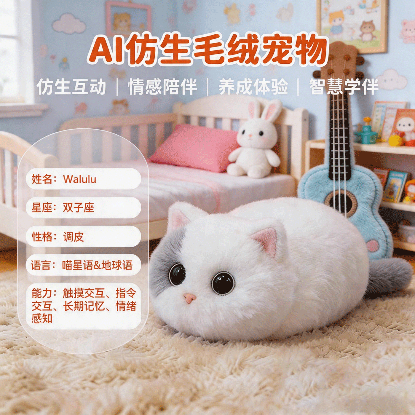 宙物AIwalulu智能机器人情感陪伴仿生机器人语音毛绒玩具宠物deekseep大模型伴侣小智能潮玩安抚养成系玩偶