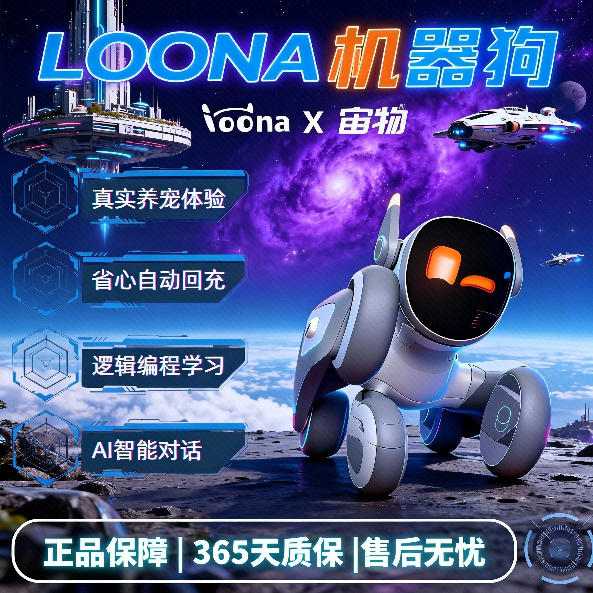 Loona智能AI语音机器狗宠物狗编程情感陪伴玩具露娜支持中文远程监控对话可编程语音指令智能宠物机器人