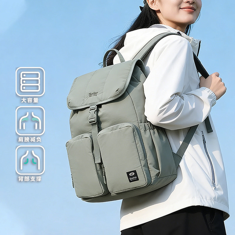 斯凯奇男女同款双肩背包大容量多口袋轻便运动休闲户外登山背包