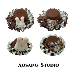 日系lolita巧克力米菲兔小礼帽可爱洛丽塔头饰女小熊发饰甜lo娘