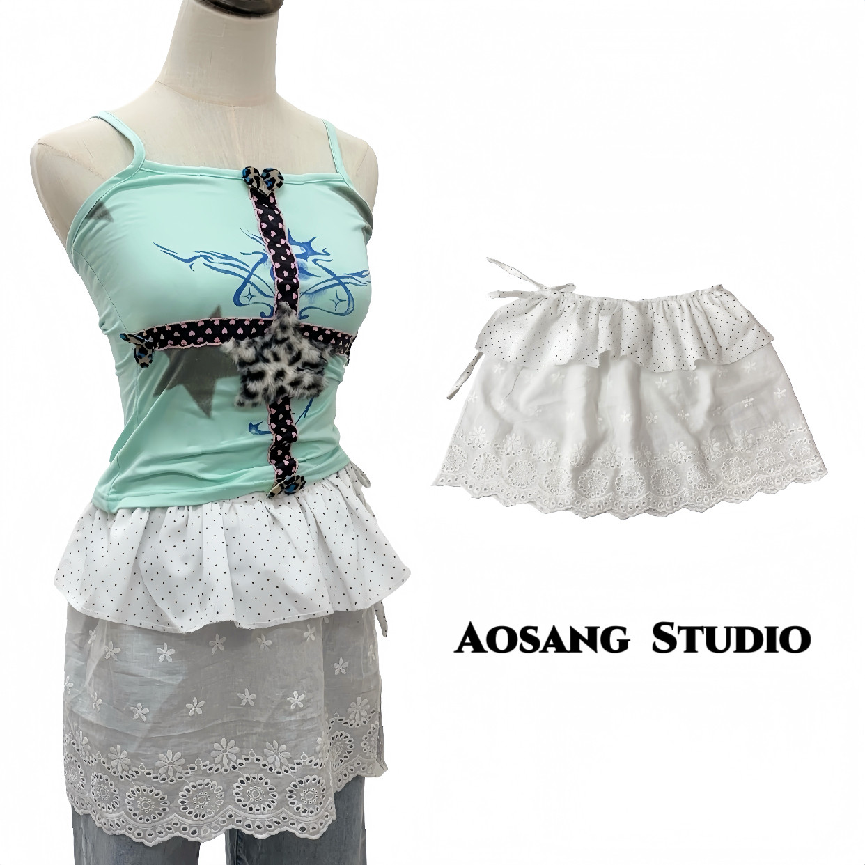 小清新白色刺绣新款花边春夏蕾丝屁帘系带芭蕾短裙韩系半身裙裙帘