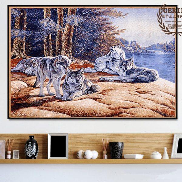 蒙古国进口纯羊毛挂毯壁毯（五只狼团结）客厅书房办公室装饰挂毯,居家布艺,挂毯/壁毯,淘宝优惠券,粉丝福利购,淘宝优惠卷