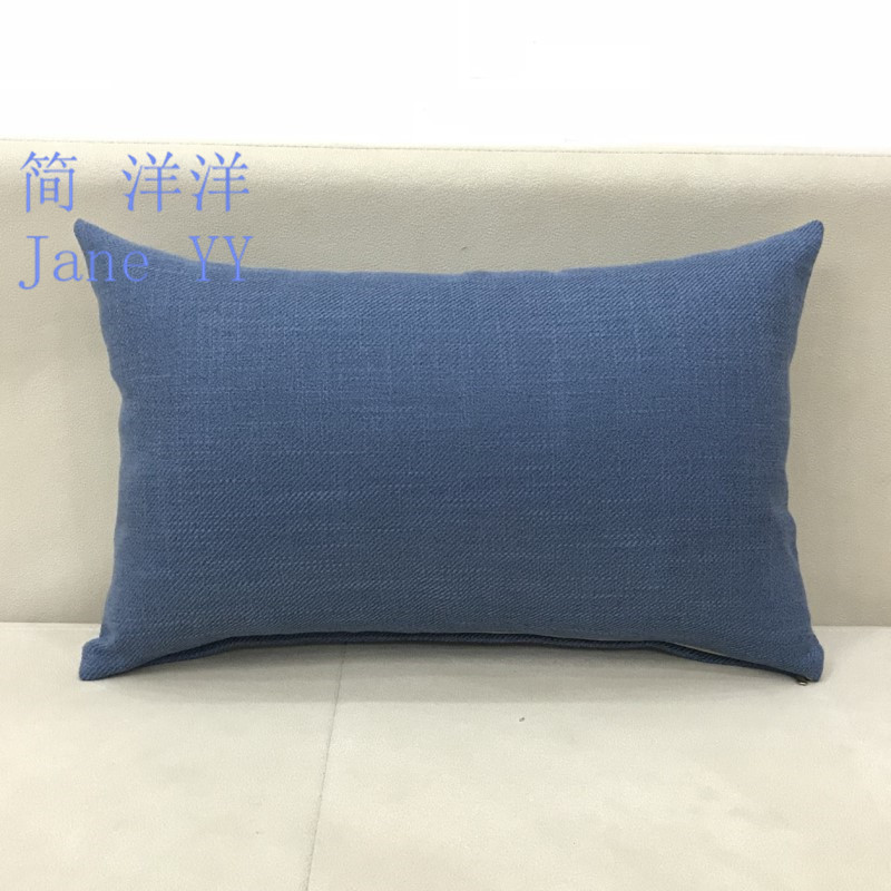 加厚亚麻纯色靠垫抱枕长r方形沙发椅子护腰靠垫办公室靠背汽车靠