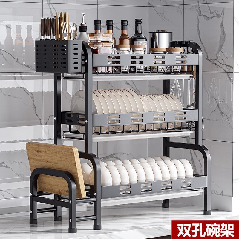 厨房碗架沥水架碗柜置o物架家用台面多功能放碗盘碗筷碗碟收纳架