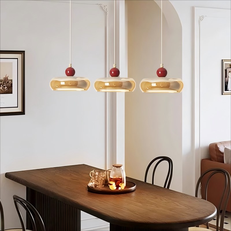 奶油风法式中古餐厅吊灯2t025新款简约飞碟创意艺术复古三头吊线