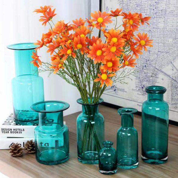 蓝色玻璃花瓶家居创意简约客厅轻奢样板间饰品干花水养鲜花器摆件,家居饰品,花瓶,淘宝优惠券,粉丝福利购,淘宝优惠卷