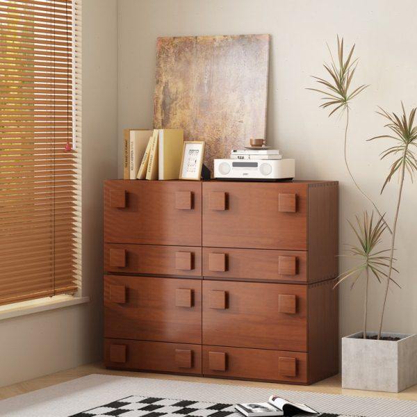 北欧实木电视柜小户型现代简约储物柜中古客厅卡门柜组合斗柜落地