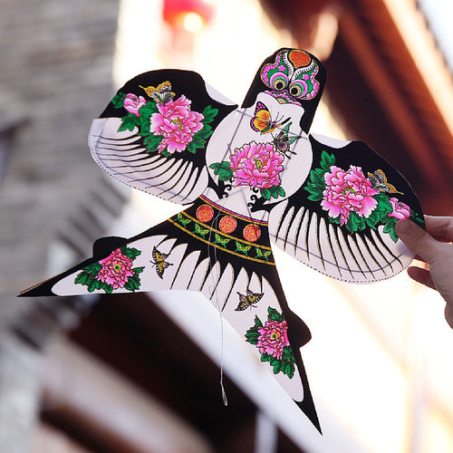 专利产品迷你f可放飞纸鸢 非遗民俗手工竹架烫金沙燕子风筝易放飞